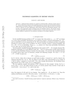 Manifold learning in metric spaces