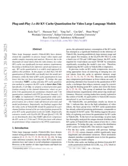 Plug-and-Play 1.x-Bit KV Cache Quantization for Video Large Language Models