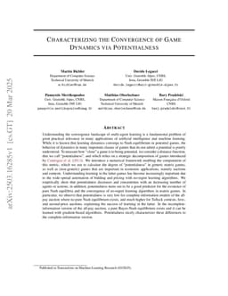 Characterizing the Convergence of Game Dynamics via Potentialness