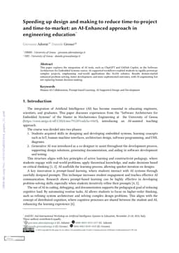 Speeding up design and making to reduce time-to-project and time-to-market: an AI-Enhanced approach in engineering education