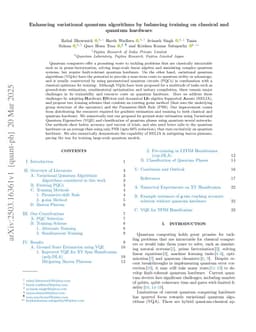 Enhancing variational quantum algorithms by balancing training on classical and quantum hardware