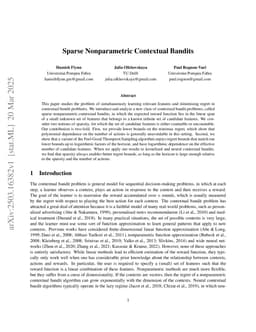 Sparse Nonparametric Contextual Bandits