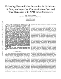 Enhancing Human-Robot Interaction in Healthcare: A Study on Nonverbal Communication Cues and Trust Dynamics with NAO Robot Caregivers