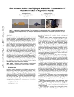 From Voices to Worlds: Developing an AI-Powered Framework for 3D Object Generation in Augmented Reality