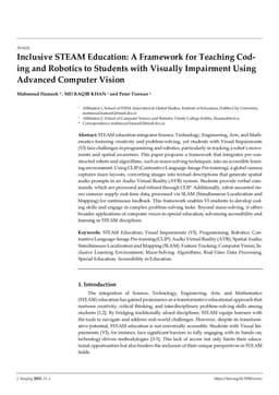 Inclusive STEAM Education: A Framework for Teaching Cod-2 ing and Robotics to Students with Visually Impairment Using 3 Advanced Computer Vision