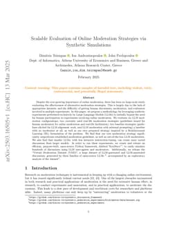 Scalable Evaluation of Online Moderation Strategies via Synthetic Simulations