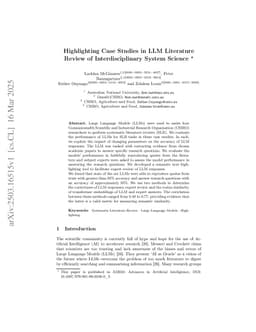 Highlighting Case Studies in LLM Literature Review of Interdisciplinary System Science