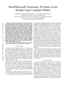 Word2Minecraft: Generating 3D Game Levels through Large Language Models
