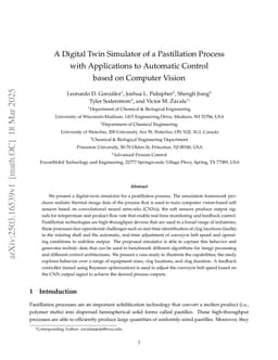 A Digital Twin Simulator of a Pastillation Process with Applications to Automatic Control based on Computer Vision