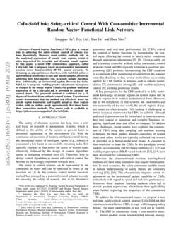 CoIn-SafeLink: Safety-critical Control With Cost-sensitive Incremental Random Vector Functional Link Network