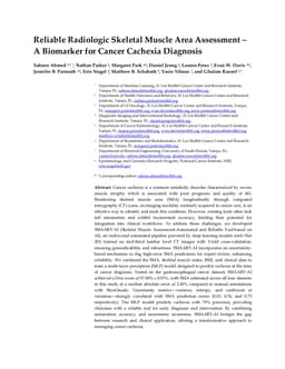 Reliable Radiologic Skeletal Muscle Area Assessment -- A Biomarker for Cancer Cachexia Diagnosis
