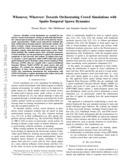 Whenever, Wherever: Towards Orchestrating Crowd Simulations with Spatio-Temporal Spawn Dynamics