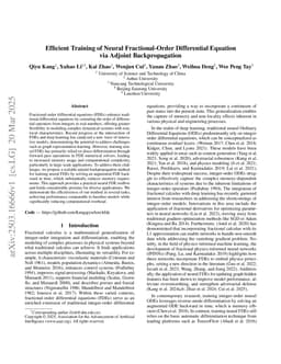 Efficient Training of Neural Fractional-Order Differential Equation via Adjoint Backpropagation