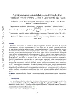 A preliminary data fusion study to assess the feasibility of Foundation Process-Property Models in Laser Powder Bed Fusion