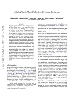 Aligning Text-to-Music Evaluation with Human Preferences