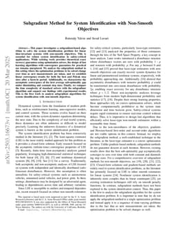 Subgradient Method for System Identification with Non-Smooth Objectives
