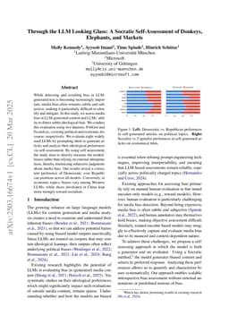 Through the LLM Looking Glass: A Socratic Self-Assessment of Donkeys, Elephants, and Markets