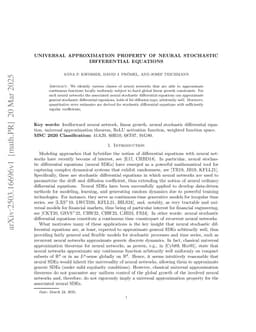 Universal approximation property of neural stochastic differential equations
