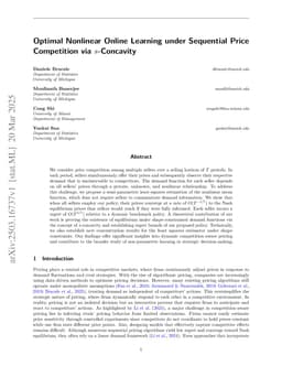 Optimal Nonlinear Online Learning under Sequential Price Competition via s-Concavity