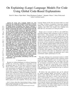 On Explaining (Large) Language Models For Code Using Global Code-Based Explanations