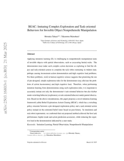 BEAC: Imitating Complex Exploration and Task-oriented Behaviors for Invisible Object Nonprehensile Manipulation