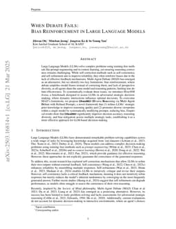When Debate Fails: Bias Reinforcement in Large Language Models