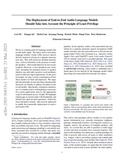 The Deployment of End-to-End Audio Language Models Should Take into Account the Principle of Least Privilege