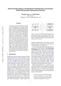 Joint Extraction Matters: Prompt-Based Visual Question Answering for Multi-Field Document Information Extraction