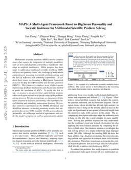 MAPS: A Multi-Agent Framework Based on Big Seven Personality and Socratic Guidance for Multimodal Scientific Problem Solving