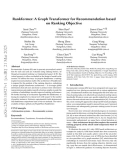 Rankformer: A Graph Transformer for Recommendation based on Ranking Objective