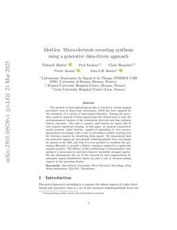 MerGen: Micro-electrode recording synthesis using a generative data-driven approach