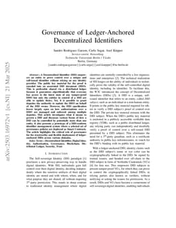 Governance of Ledger-Anchored Decentralized Identifiers