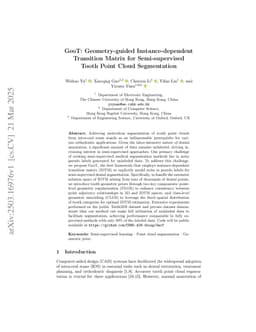 GeoT: Geometry-guided Instance-dependent Transition Matrix for Semi-supervised Tooth Point Cloud Segmentation