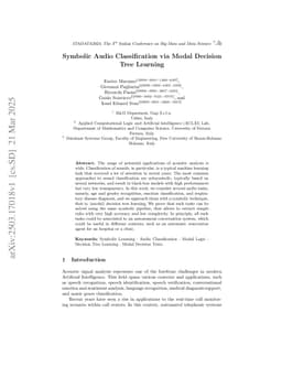 Symbolic Audio Classification via Modal Decision Tree Learning