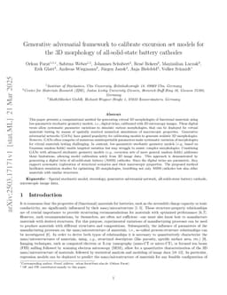 Generative adversarial framework to calibrate excursion set models for the 3D morphology of all-solid-state battery cathodes