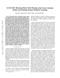 LLM+MAP: Bimanual Robot Task Planning using Large Language Models and Planning Domain Definition Language