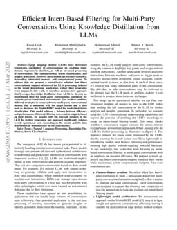 Efficient Intent-Based Filtering for Multi-Party Conversations Using Knowledge Distillation from LLMs
