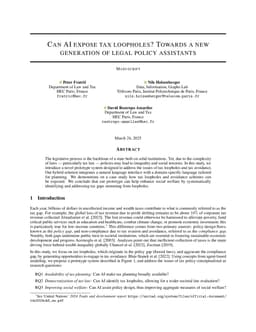 Can AI expose tax loopholes? Towards a new generation of legal policy assistants