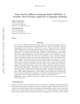 State Fourier Diffusion Language Model (SFDLM): A Scalable, Novel Iterative Approach to Language Modeling
