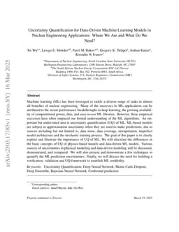 Uncertainty Quantification for Data-Driven Machine Learning Models in Nuclear Engineering Applications: Where We Are and What Do We Need?