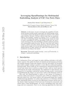 Leveraging OpenFlamingo for Multimodal Embedding Analysis of C2C Car Parts Data