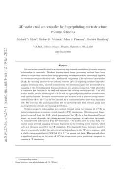 3D variational autoencoder for fingerprinting microstructure volume elements