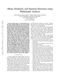 Meme Similarity and Emotion Detection using Multimodal Analysis