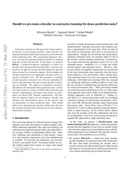 Should we pre-train a decoder in contrastive learning for dense prediction tasks?