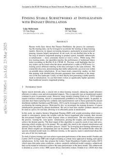 Finding Stable Subnetworks at Initialization with Dataset Distillation