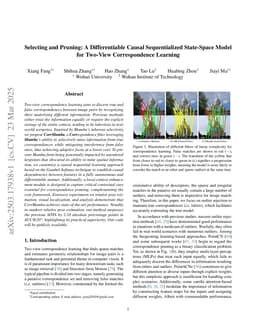 Selecting and Pruning: A Differentiable Causal Sequentialized State-Space Model for Two-View Correspondence Learning