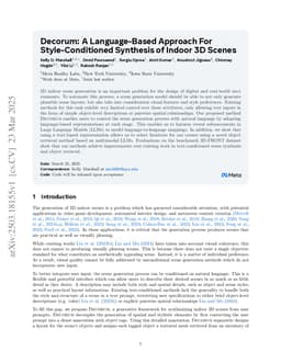 Decorum: A Language-Based Approach For Style-Conditioned Synthesis of Indoor 3D Scenes