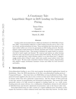 A Curationary Tale: Logarithmic Regret in DeFi Lending via Dynamic Pricing
