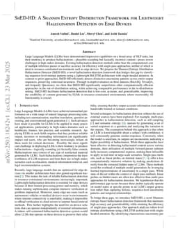 ShED-HD: A Shannon Entropy Distribution Framework for Lightweight Hallucination Detection on Edge Devices