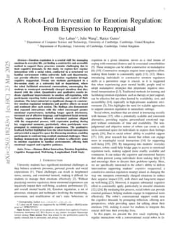 A Robot-Led Intervention for Emotion Regulation: From Expression to Reappraisal